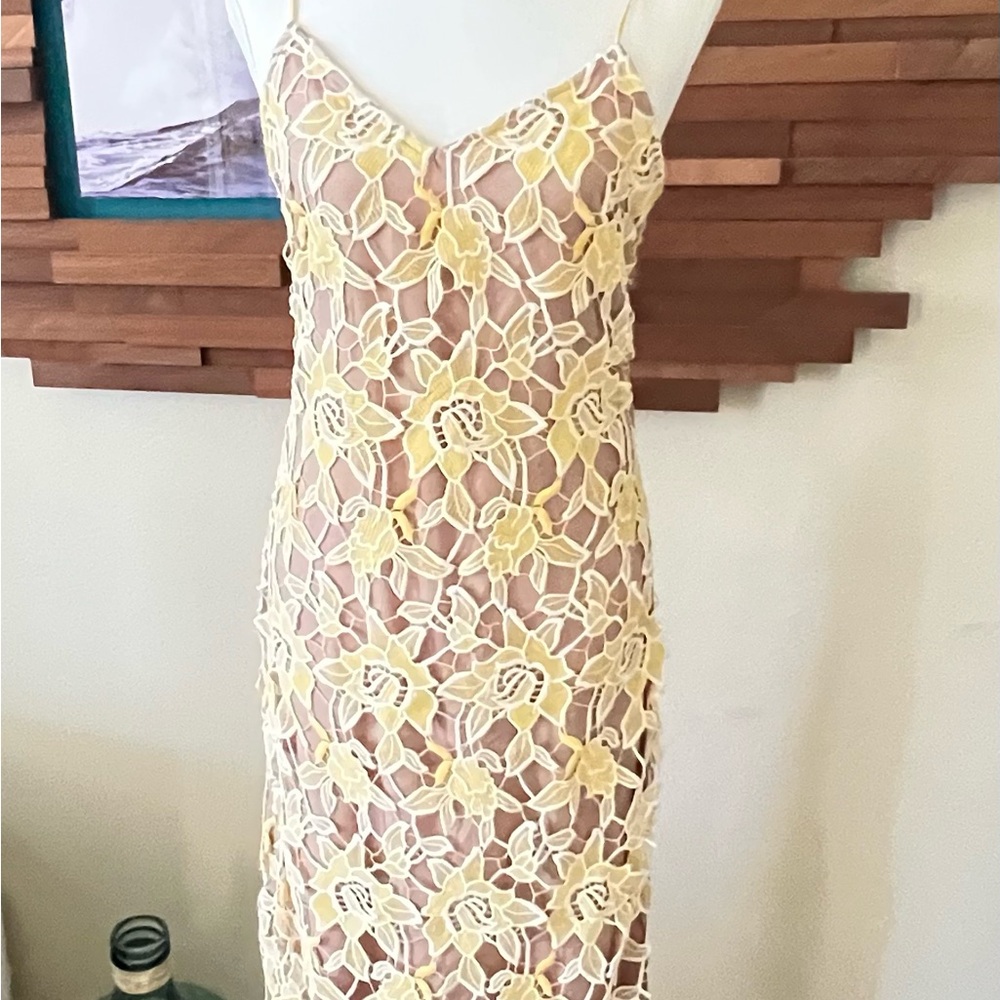 Yellow Floral Lace Dress